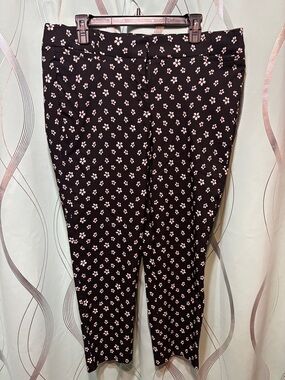 Lane Bryant Black Ankle Jeans with Pink Floral Print